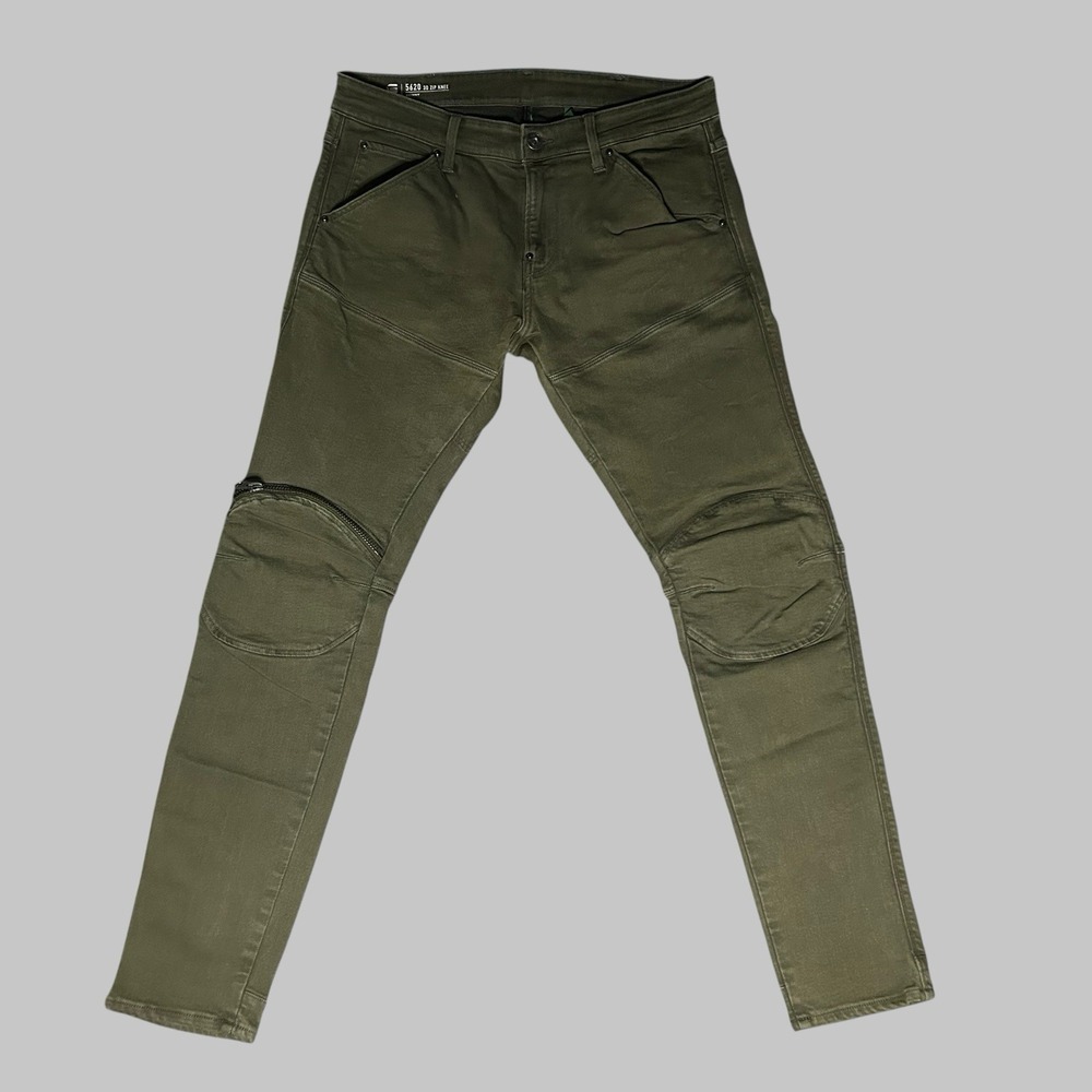 G-star Raw Men's 33x31 Olive Green 3d Zip Knee 5620 Skinny Jeans Stretch Cargo